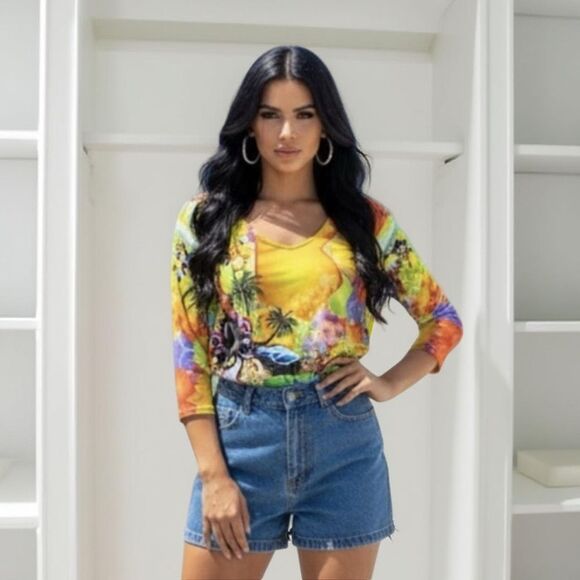 🛍️ Valentina Colorful Abstract rhinestone guitar music Top size medium - Picture 3 of 5